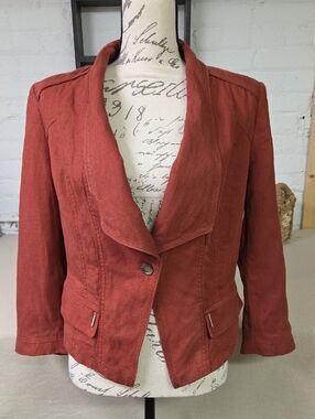 White House Bkack Market Rust Red  Short Linen Blazer Sz 12